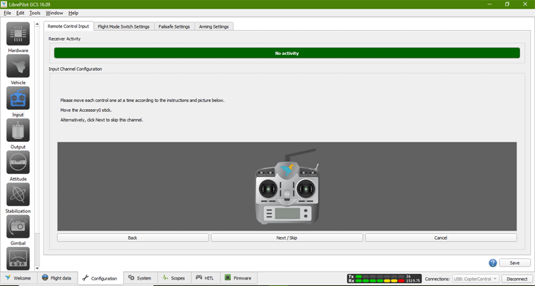 Calibration Window on LibrePilot GCS