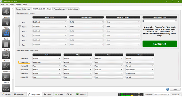 Flight Mode Switch Settings