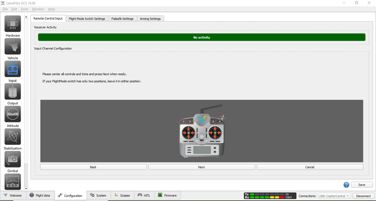 Input Control Setup on LibrePilot GCS