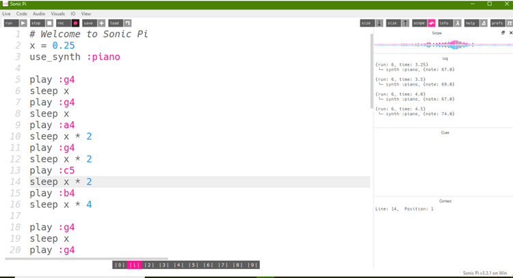 Sonic Pi Programming Codes 