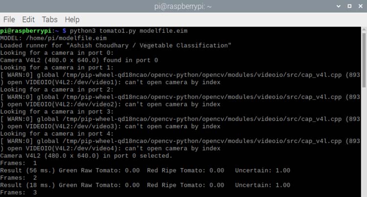 print the probabilities of the objects detected