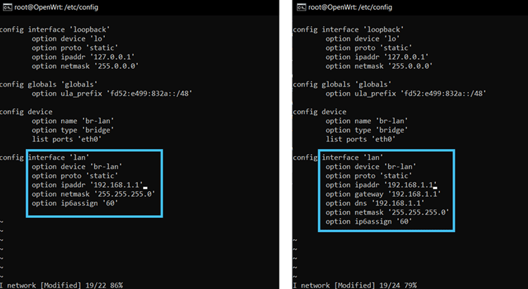 Changing IP in the ipaddr option