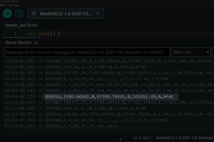 GPGLL for Location and time Data