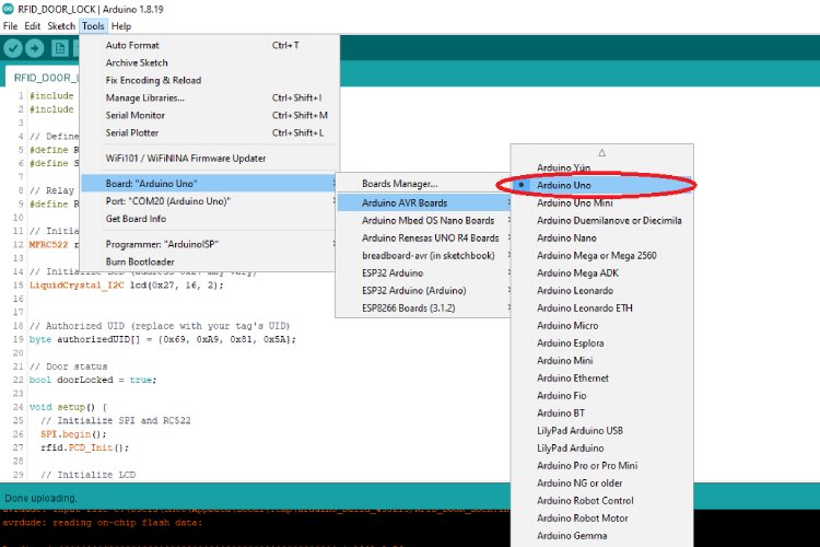 Arduino UNO using to scan the RFID Card