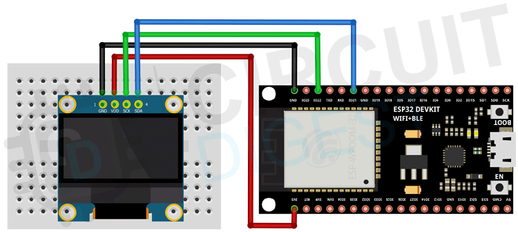 ESP32 OLED Module Circuit Connection