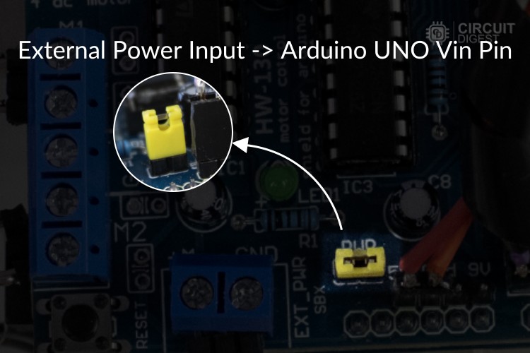 PWR Connection Pin of Arduino Motor Shield