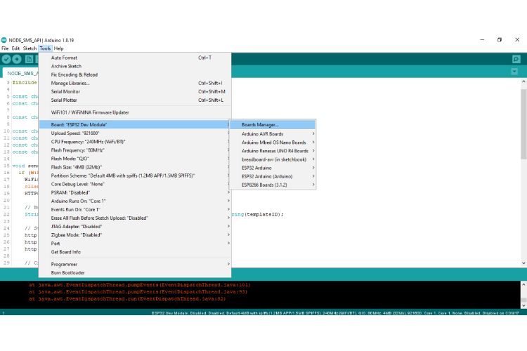 Search for Board Manager of NodeMCU 