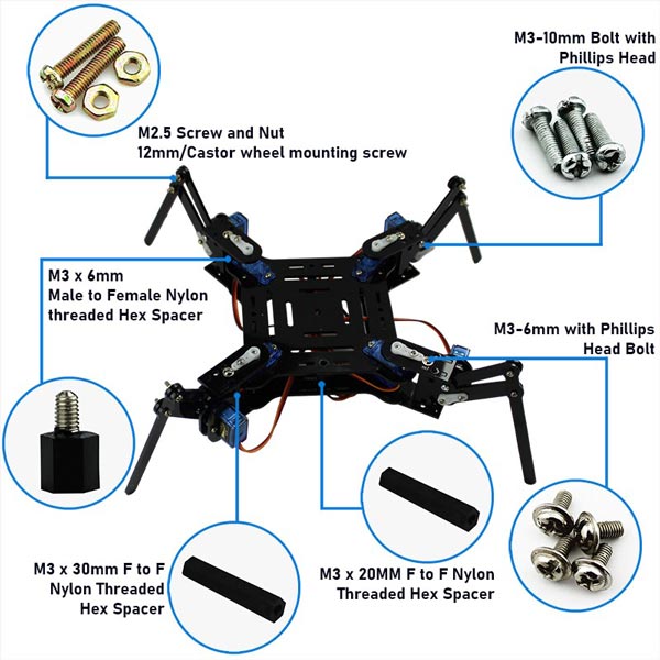 quadruped spider robot parts