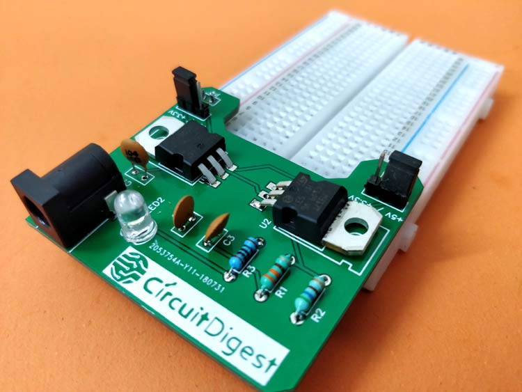 DIY Breadboard Power Supply Circuit on PCB