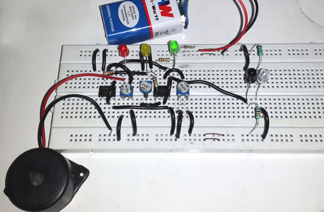 Reverse Car Parking Circuit using IC LM358