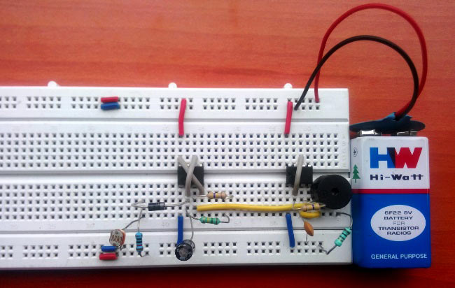 Fridge Door Alarm Circuit using 555 and LDR