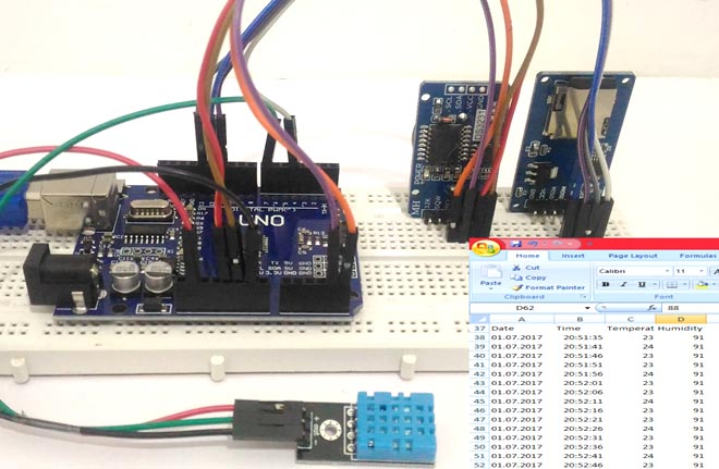 Log Temperature, Humidity and Time on SD Card and Computer using Arduino