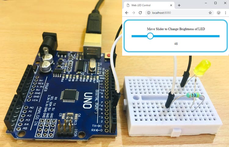 Arduino Node.js Tutorial: Controlling Brightness of LED through Web Interface