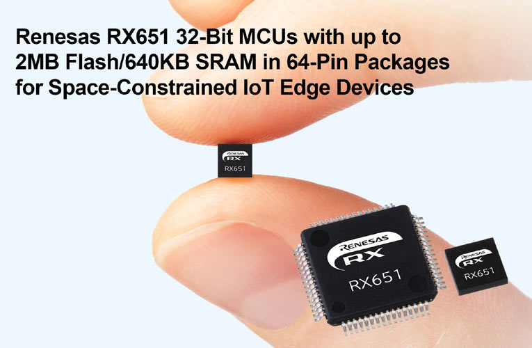 Ultra-Small RX651 32-Bit Microcontrollers for IoT Connectivity Modules and Space-Constrained Edge Devices