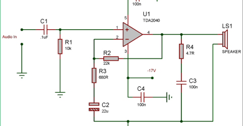 25 Watt Audio Amplifier Circuit using TDA2040