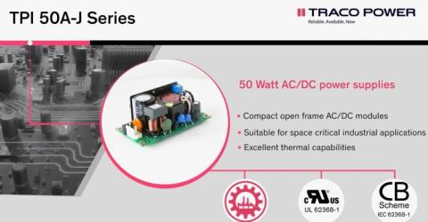 50 Watt AC/DC Open Frame Power Supplies Series